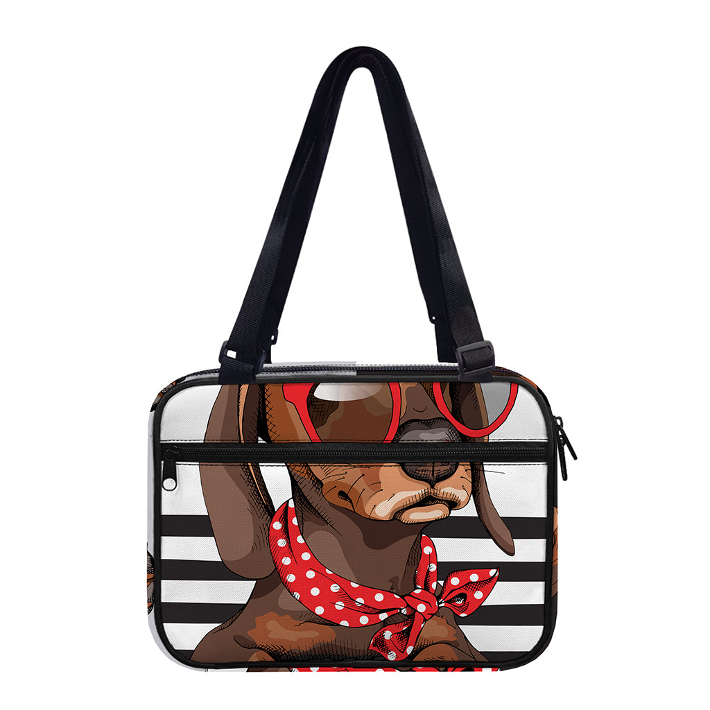 Dachshund With Red Sunglasses Print Double Strap Bible Bag