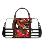 Dachshund With Red Sunglasses Print Duffle Bag