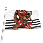 Dachshund With Red Sunglasses Print Flag