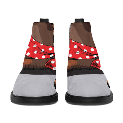 Dachshund With Red Sunglasses Print Flat Ankle Boots