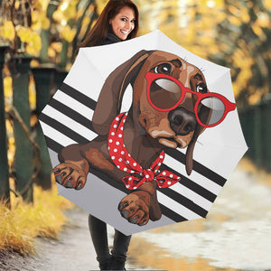 Dachshund With Red Sunglasses Print Foldable Umbrella