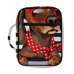 Dachshund With Red Sunglasses Print Front Pocket Bible Bag