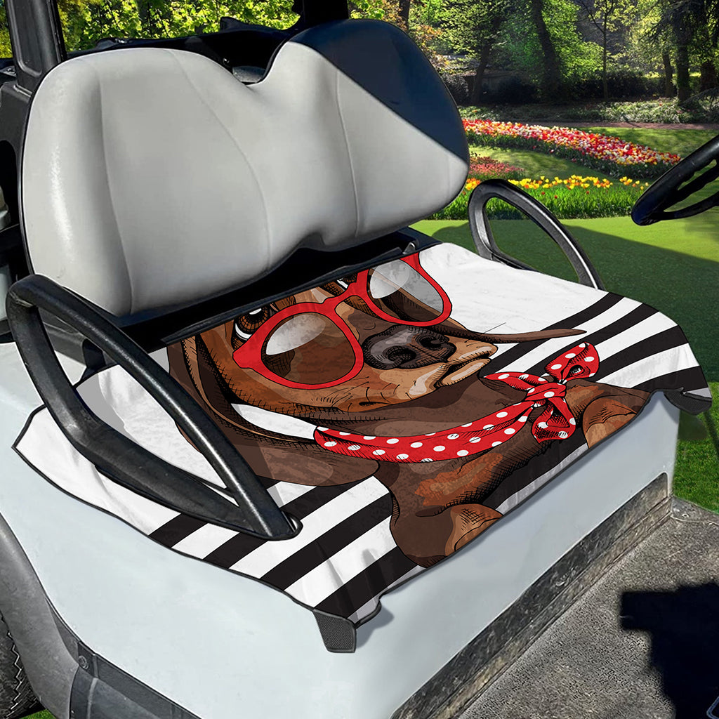 Dachshund With Red Sunglasses Print Golf Cart Seat Cover
