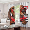 Dachshund With Red Sunglasses Print Grommet Curtains