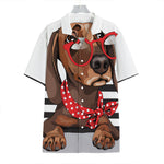 Dachshund With Red Sunglasses Print Hawaiian Shirt