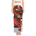 Dachshund With Red Sunglasses Print High Slit Maxi Skirt