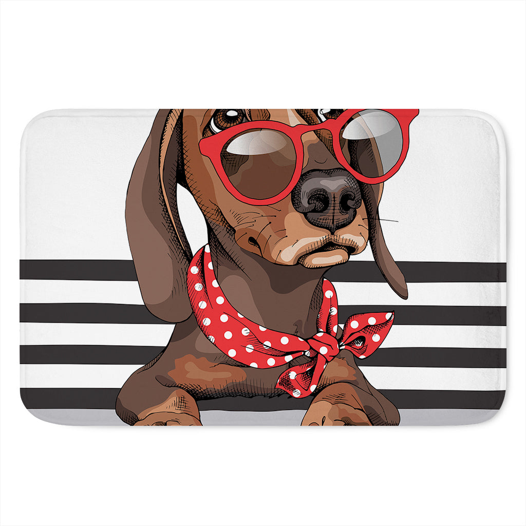 Dachshund With Red Sunglasses Print Indoor Door Mat