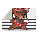 Dachshund With Red Sunglasses Print Indoor Door Mat