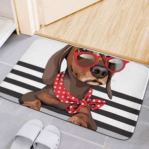 Dachshund With Red Sunglasses Print Indoor Door Mat