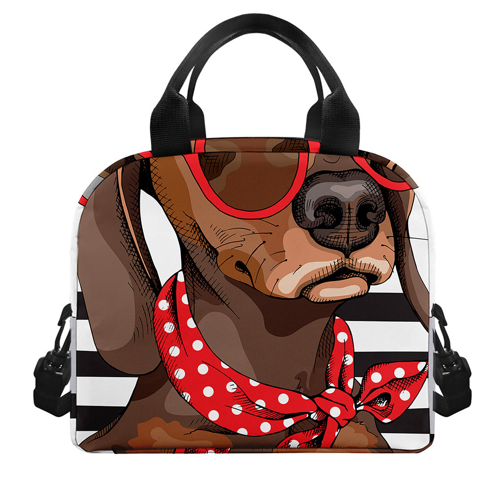 Dachshund With Red Sunglasses Print Insulated Lunch Bag