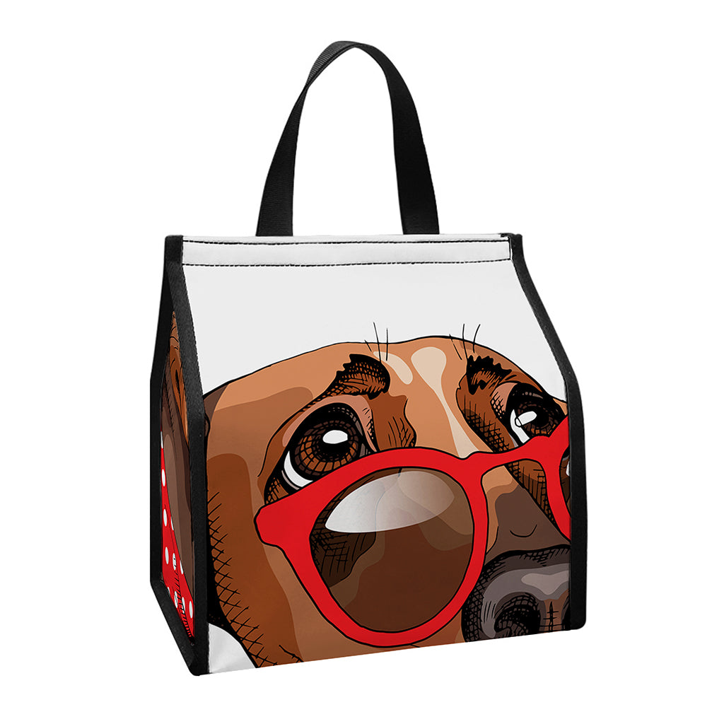 Dachshund With Red Sunglasses Print Insulated Lunch Tote