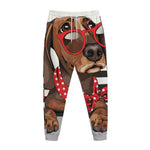 Dachshund With Red Sunglasses Print Jogger Pants