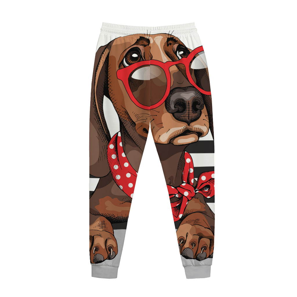 Dachshund With Red Sunglasses Print Jogger Pants