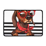 Dachshund With Red Sunglasses Print Kitchen Mat