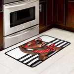 Dachshund With Red Sunglasses Print Kitchen Mat