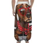 Dachshund With Red Sunglasses Print Lantern Pants