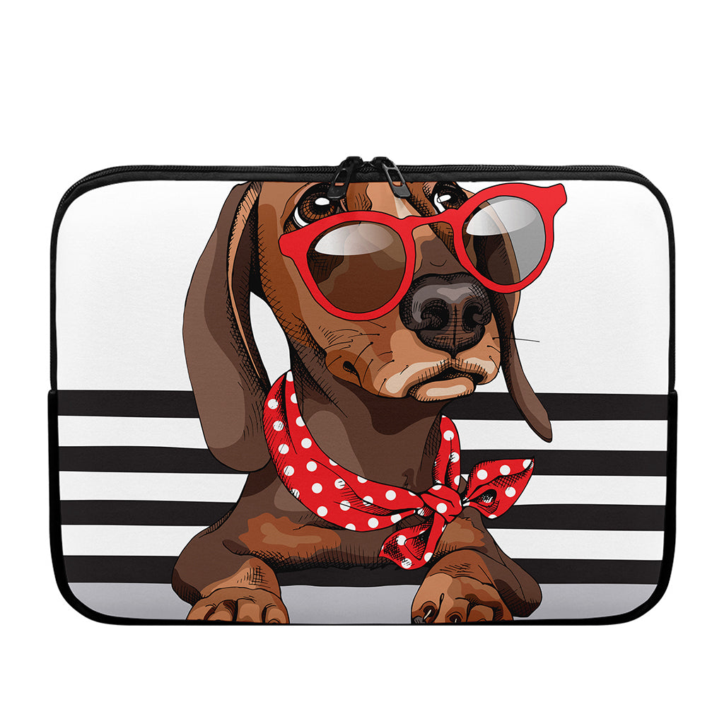 Dachshund With Red Sunglasses Print Laptop Sleeve