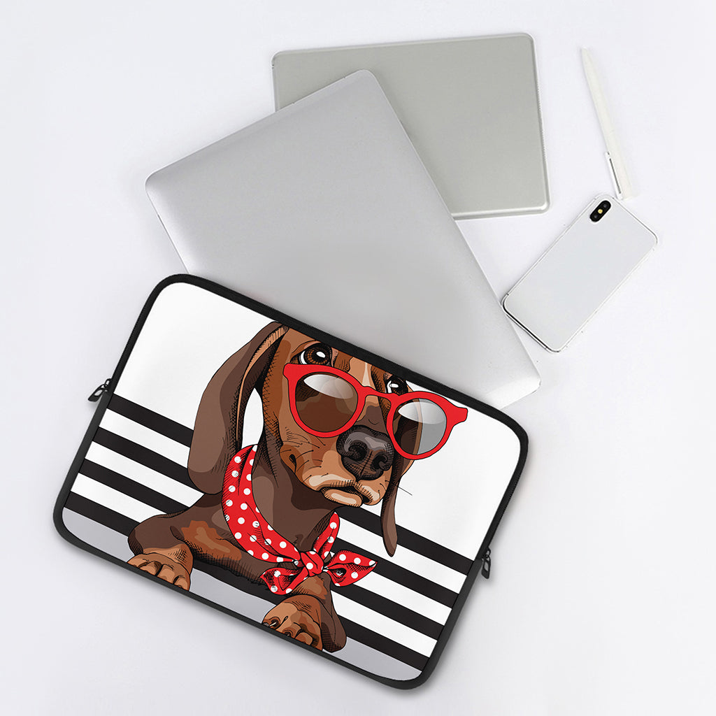 Dachshund With Red Sunglasses Print Laptop Sleeve