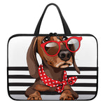 Dachshund With Red Sunglasses Print Laptop Sleeve With Handle