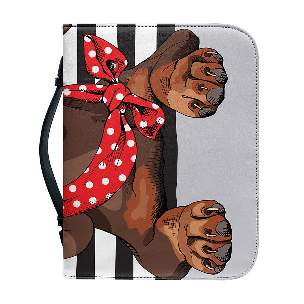 Dachshund With Red Sunglasses Print Leather Bible Cover