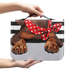 Dachshund With Red Sunglasses Print Leather Bible Cover