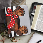 Dachshund With Red Sunglasses Print Leather Bible Cover