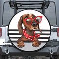 Dachshund With Red Sunglasses Print Leather Spare Tire Cover