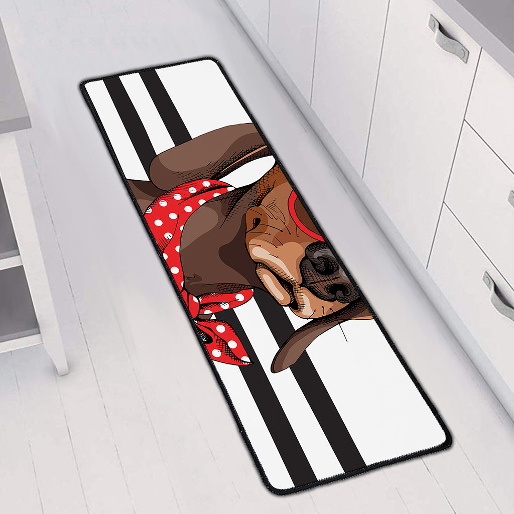 Dachshund With Red Sunglasses Print Long Kitchen Mat