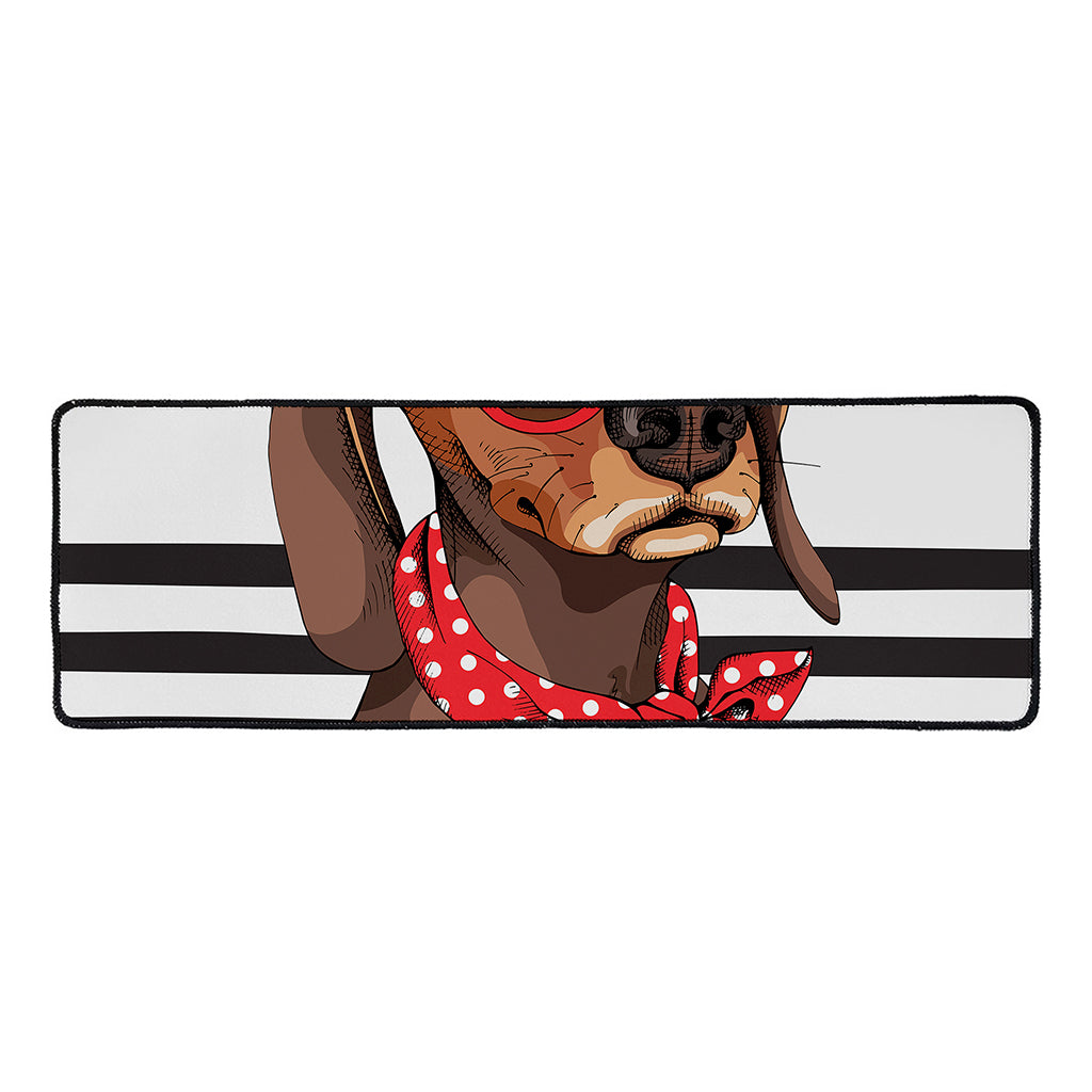 Dachshund With Red Sunglasses Print Long Kitchen Mat