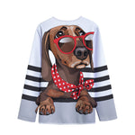 Dachshund With Red Sunglasses Print Long Sleeve Short Coat