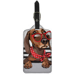 Dachshund With Red Sunglasses Print Luggage Tag