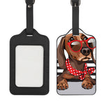 Dachshund With Red Sunglasses Print Luggage Tag