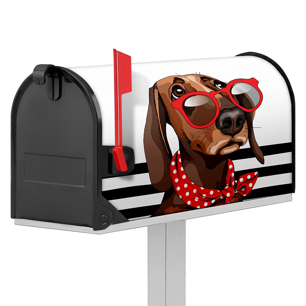 Dachshund With Red Sunglasses Print Mailbox Cover