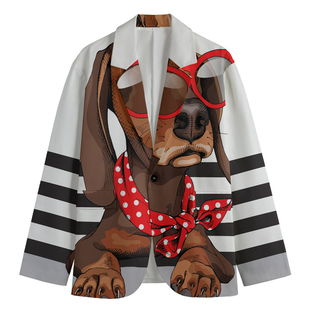 Dachshund With Red Sunglasses Print Men's Blazer