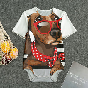 Dachshund With Red Sunglasses Print Men's Bodysuit