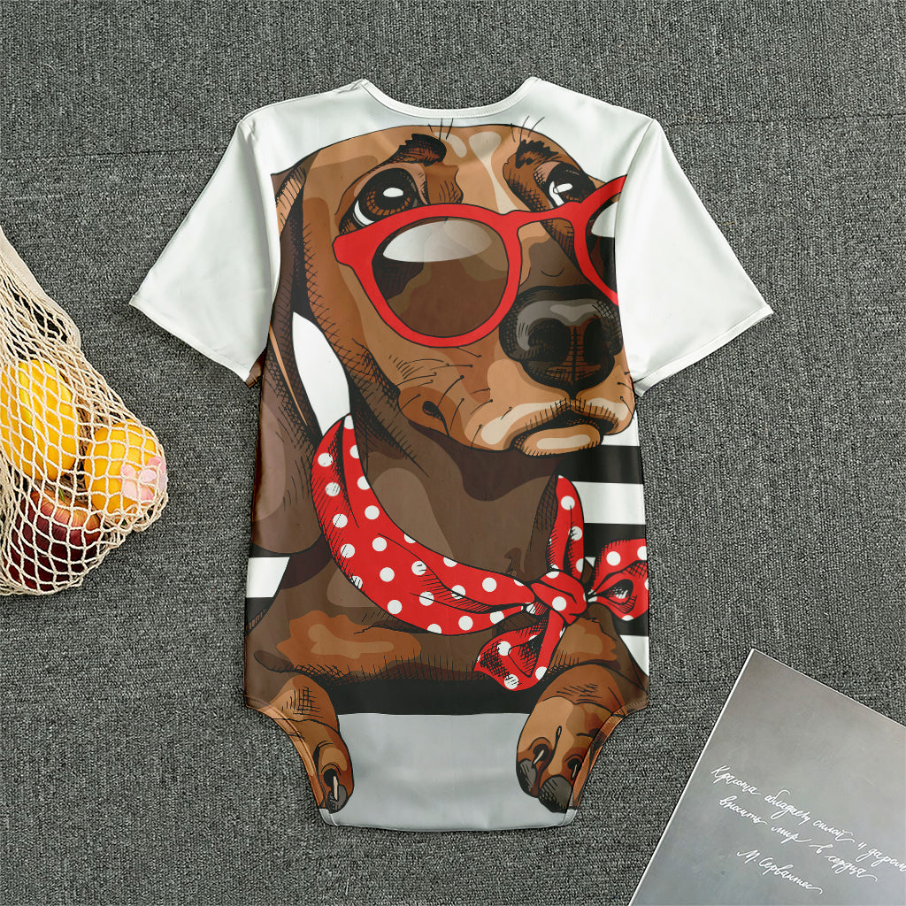 Dachshund With Red Sunglasses Print Men's Bodysuit