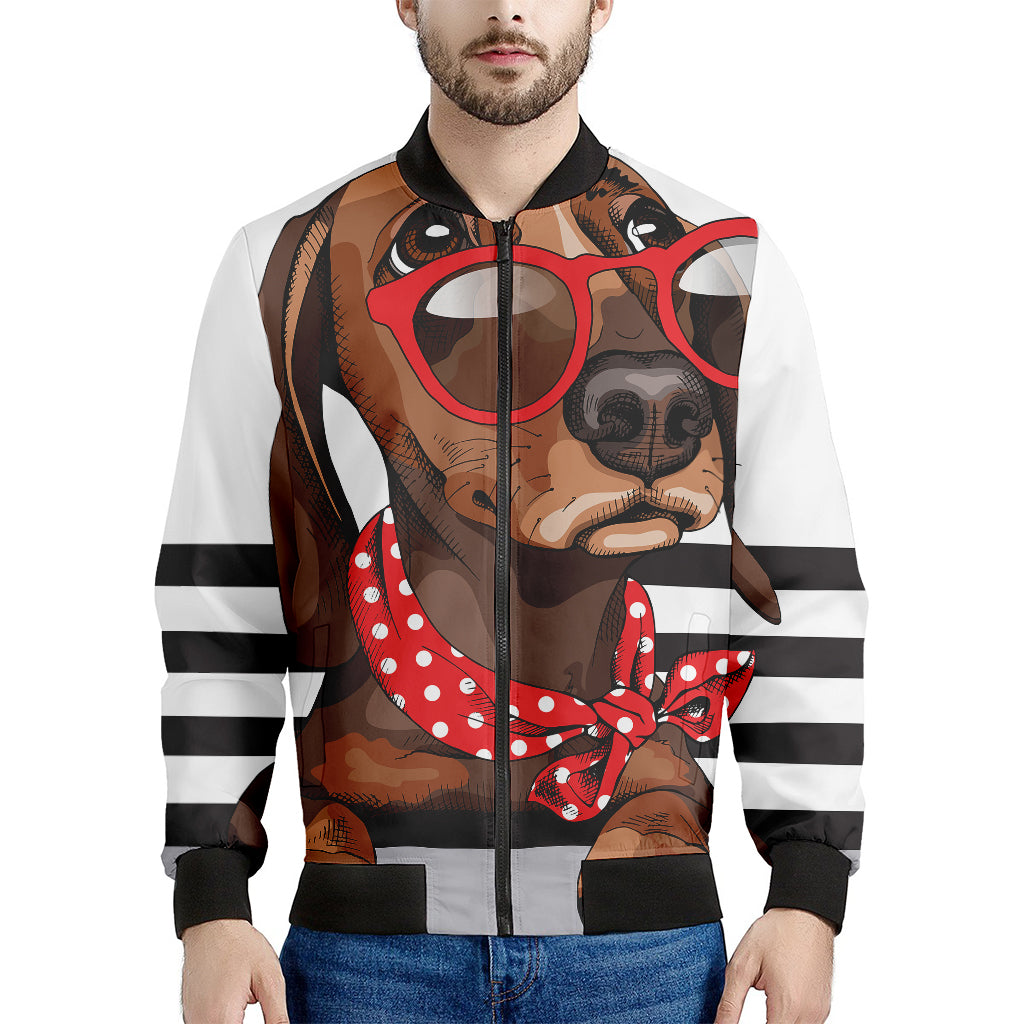 Dachshund With Red Sunglasses Print Men's Bomber Jacket