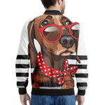 Dachshund With Red Sunglasses Print Men's Bomber Jacket