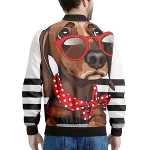 Dachshund With Red Sunglasses Print Men's Bomber Jacket