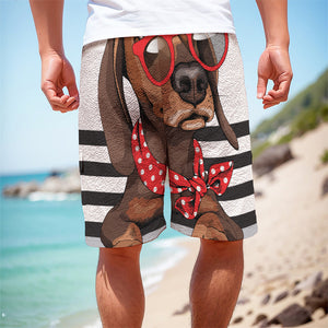 Dachshund With Red Sunglasses Print Men's Cargo Shorts