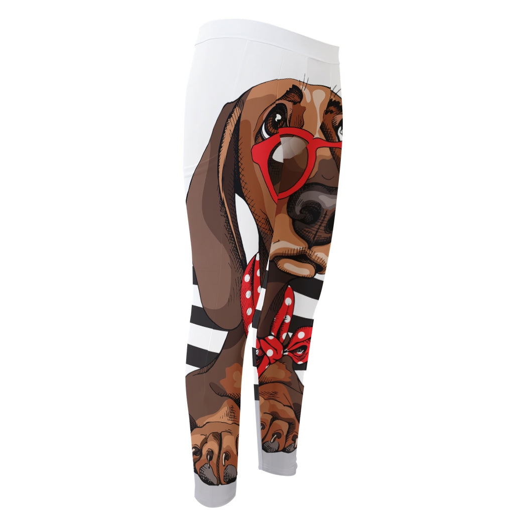 Dachshund With Red Sunglasses Print Men's Compression Pants