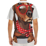 Dachshund With Red Sunglasses Print Men's Deep V-Neck Shirt