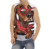 Dachshund With Red Sunglasses Print Men's Fitness Tank Top