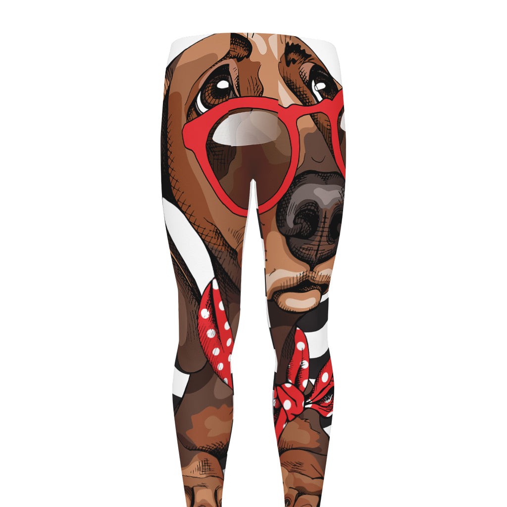 Dachshund With Red Sunglasses Print Men's leggings