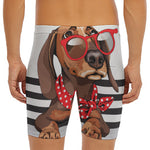 Dachshund With Red Sunglasses Print Men's Long Boxer Briefs