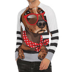 Dachshund With Red Sunglasses Print Men's Long Sleeve Rash Guard