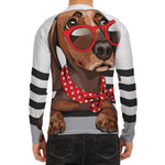 Dachshund With Red Sunglasses Print Men's Long Sleeve Rash Guard