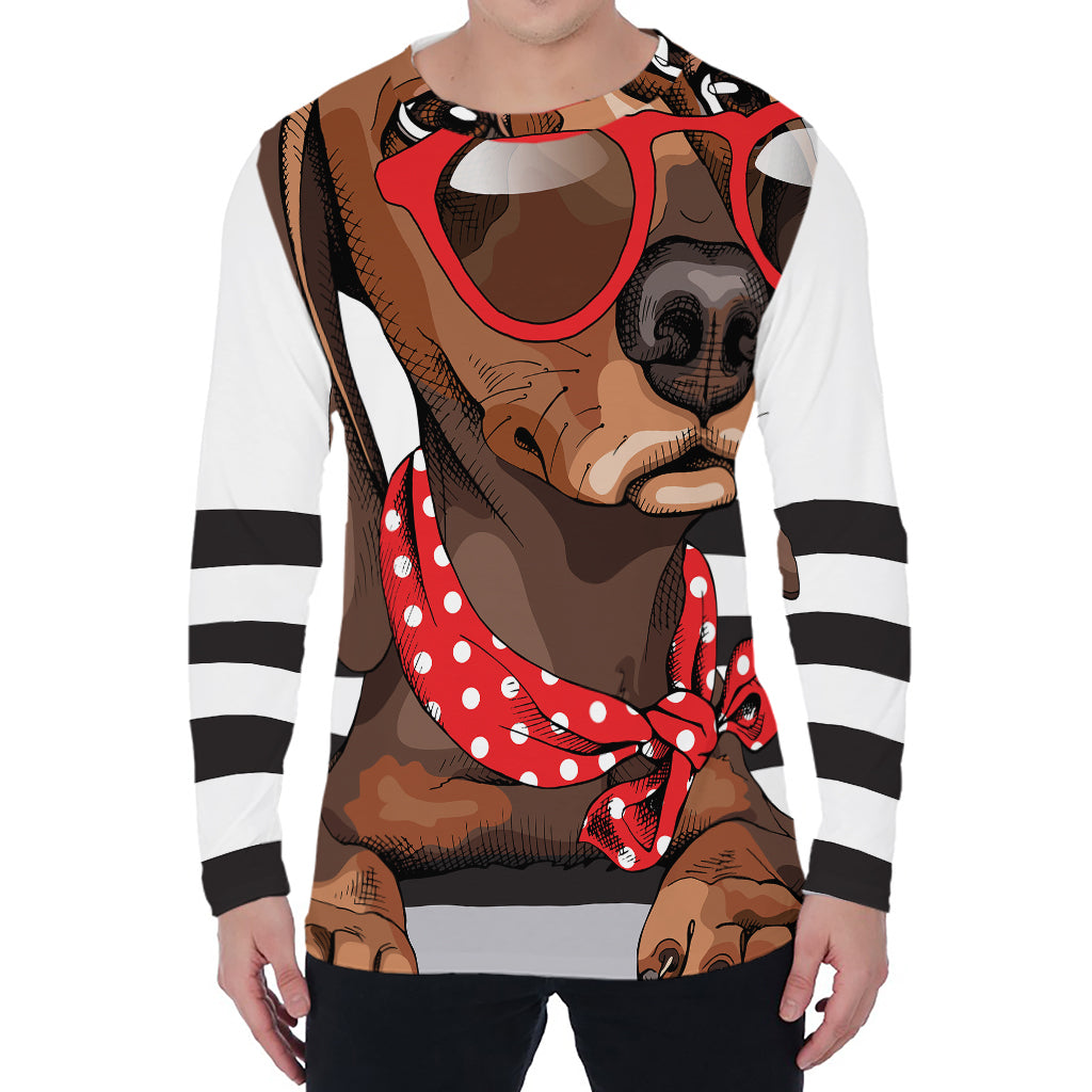 Dachshund With Red Sunglasses Print Men's Long Sleeve T-Shirt