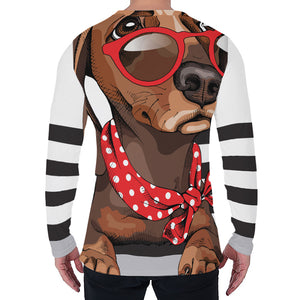 Dachshund With Red Sunglasses Print Men's Long Sleeve T-Shirt