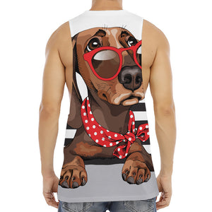 Dachshund With Red Sunglasses Print Men's Muscle Tank Top